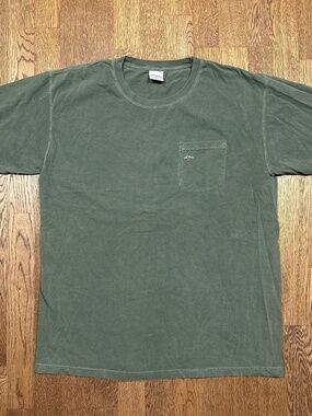 Noah Pigment Dyed Army Green Pocket Tee T Shirt Mens Large